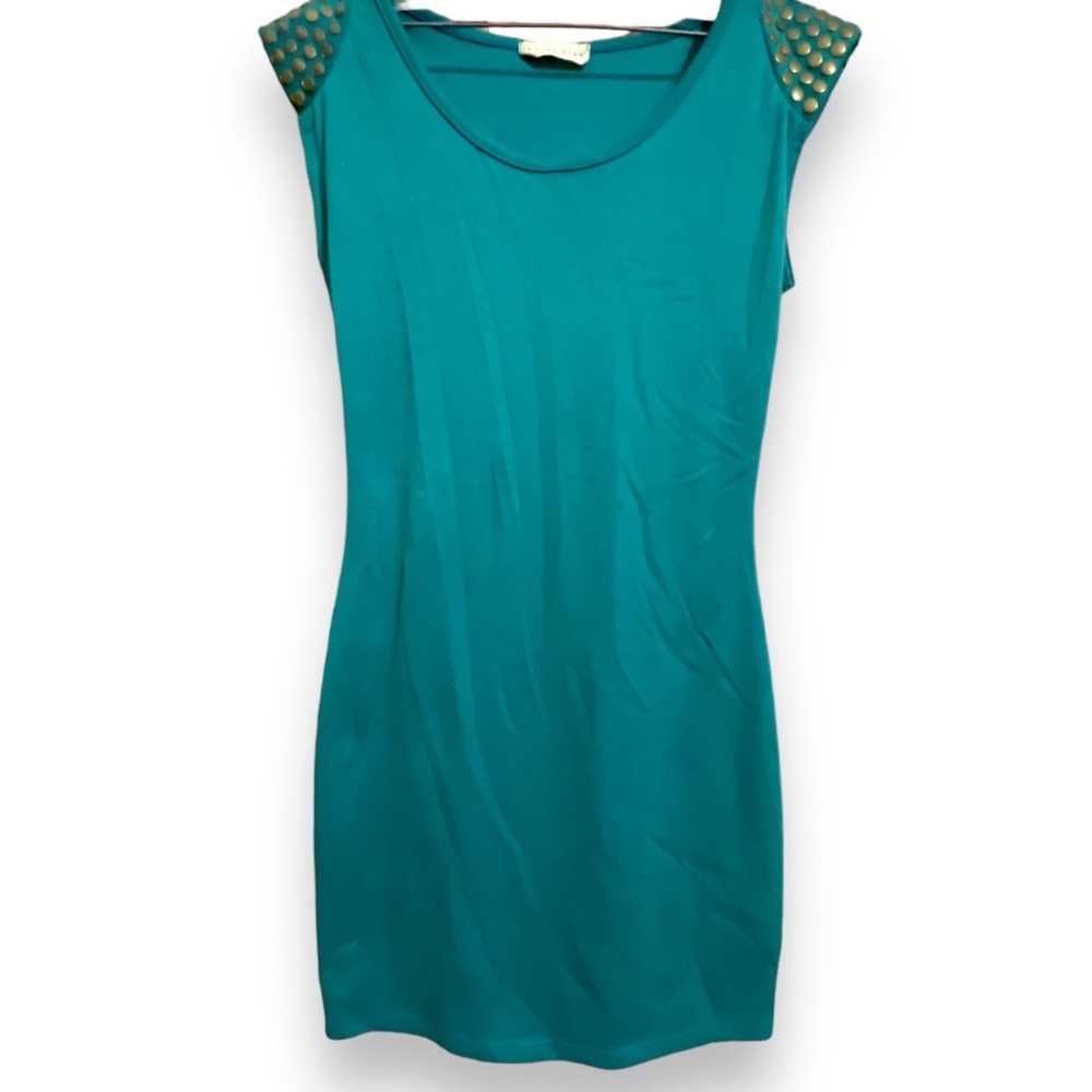 Amber Blue Body Con Studded Turquoise Dress | Club Wear Sexy Flattering Dance